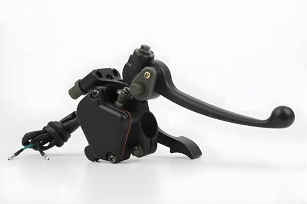 Black thumb throttle control with dual brake lever and cable