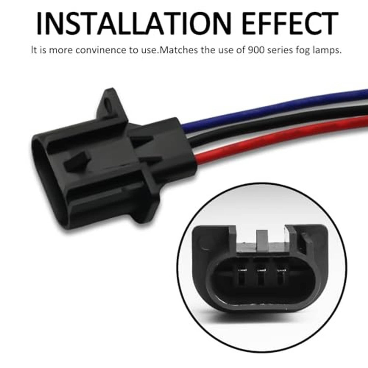 Headlight socket connector with wiring harness and close-up view of terminal slots