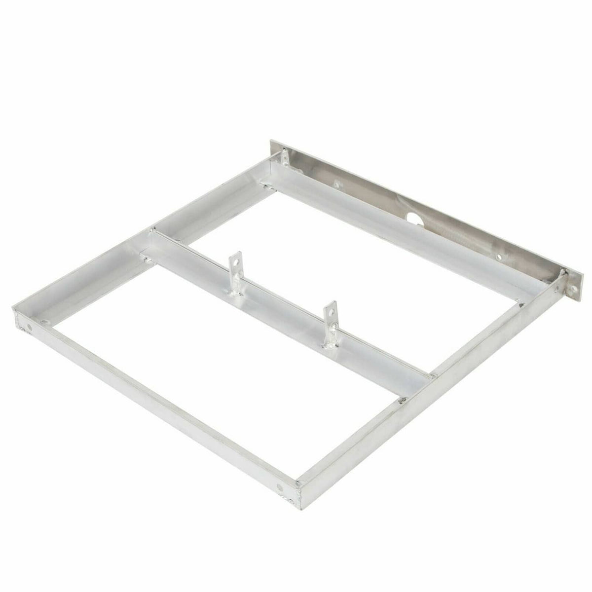 Aluminum 36V golf cart battery tray frame, open rectangular base with support ribs