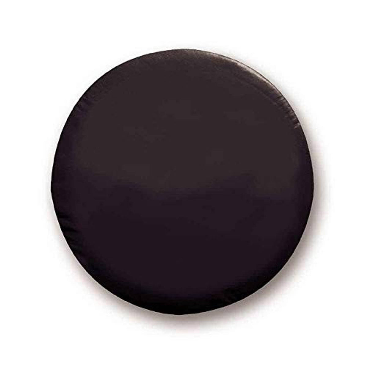 Round dark vinyl spare tire cover with smooth outer surface