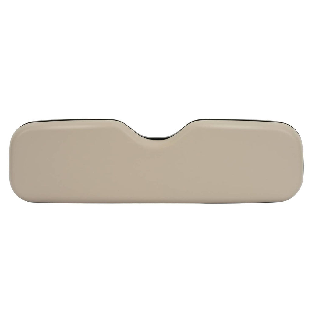 Tan golf cart seat cushion with curved center notch and padded rounded sides