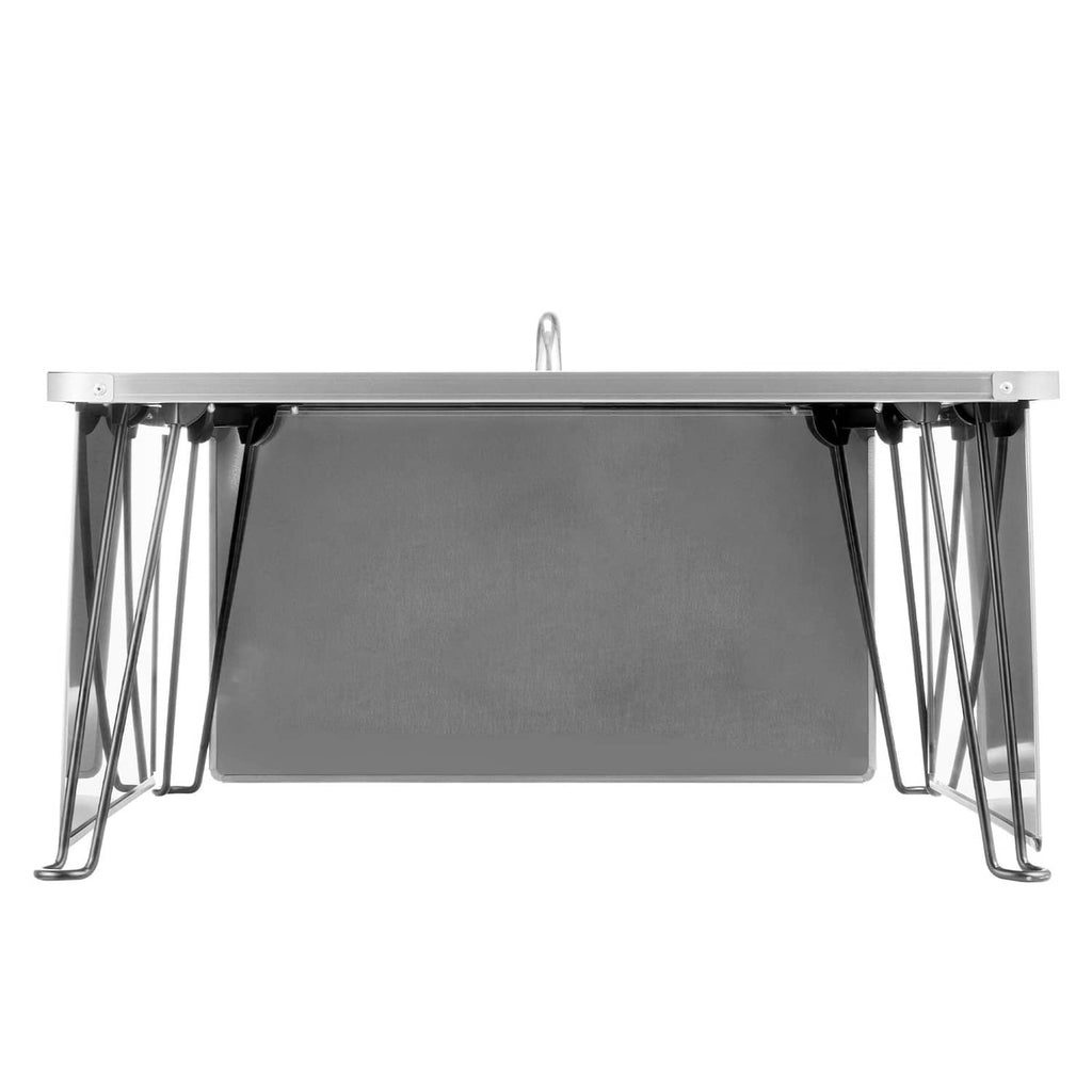 Stainless steel square heat deflector plate with side legs and handle