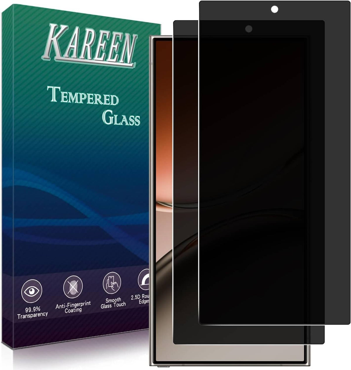 Two-pack privacy tempered glass screen protectors for Galaxy S25 Ultra