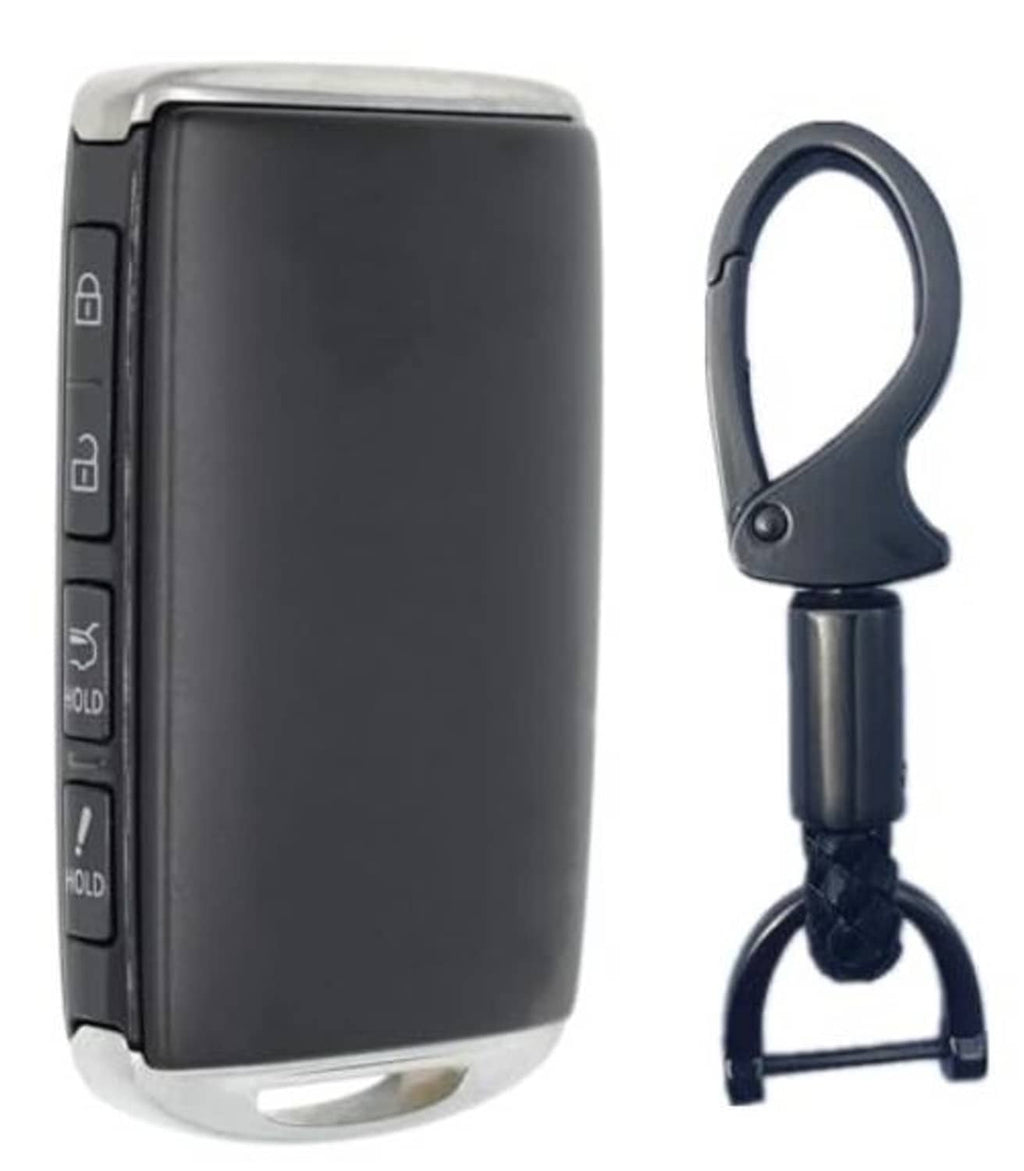 Dark key fob case shell with keyring attachment and attached keychain loop
