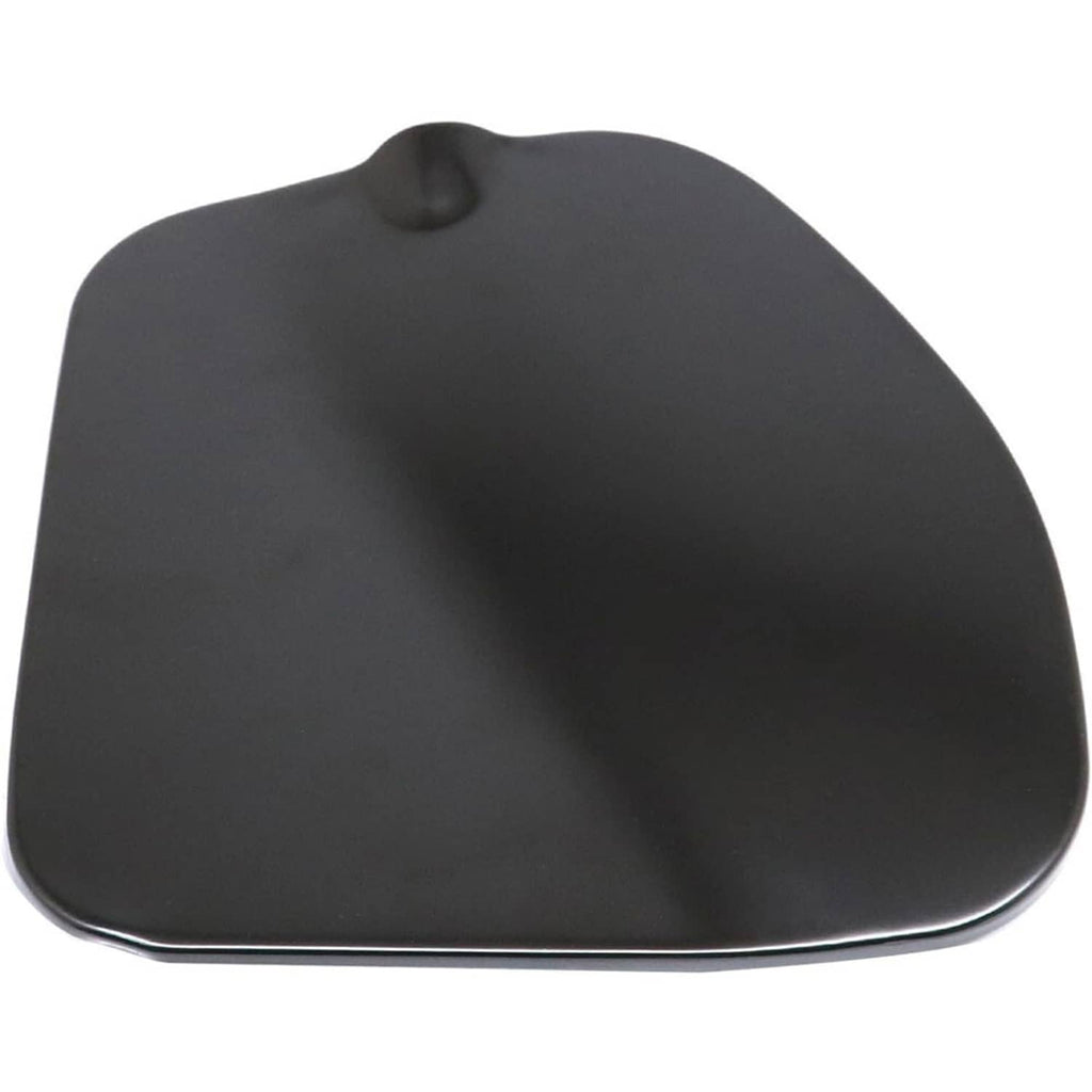 Matte black fuel door cover, rounded rectangular shape