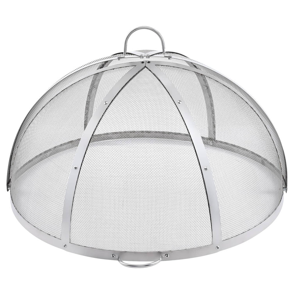 Stainless steel round spark screen cover lid with dome mesh and arched handle