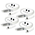 Brake bleeder kit set with clear hoses, metal fittings, clamps, and reservoir caps