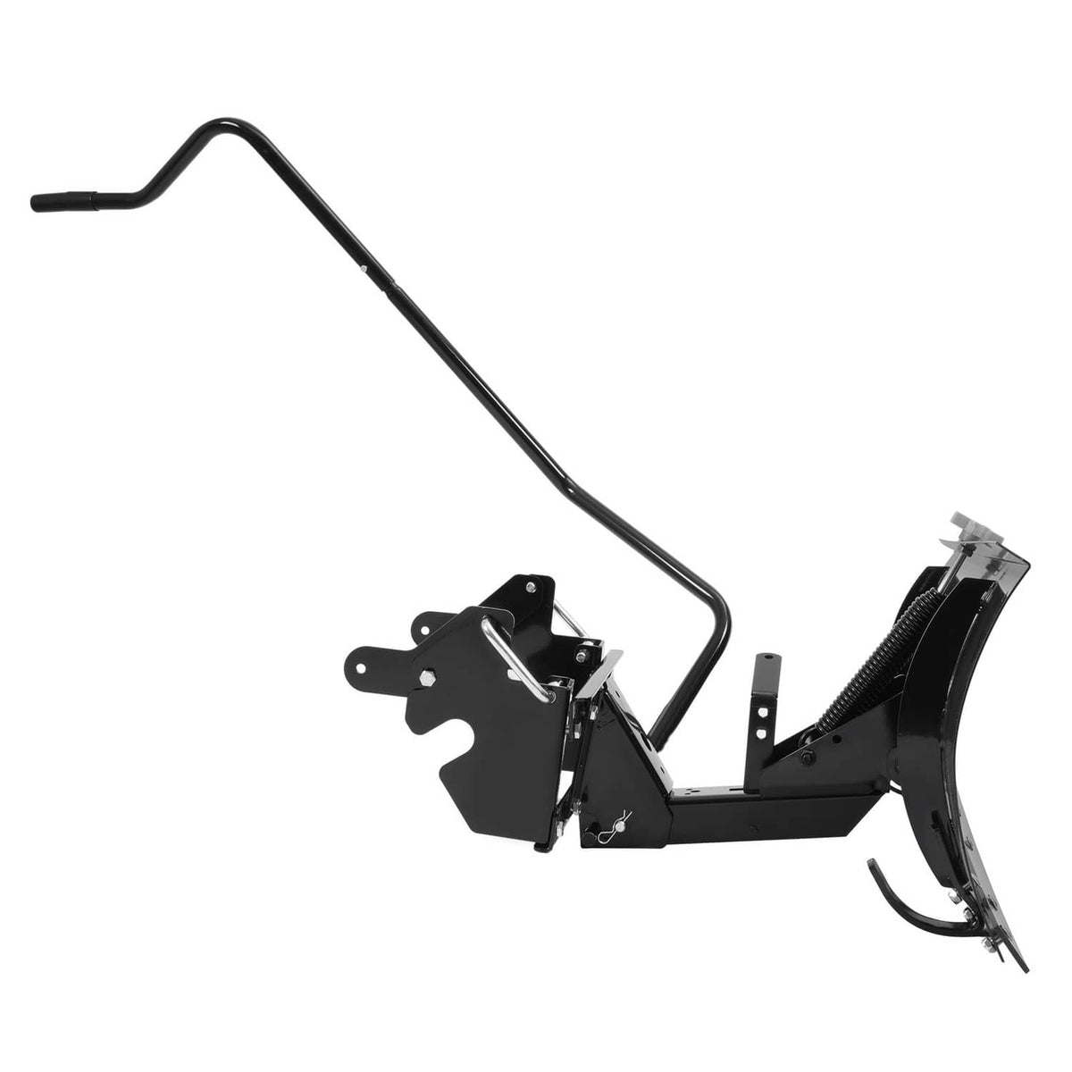 46-inch snow blade plow attachment with black blade, chute edge, and lift handle
