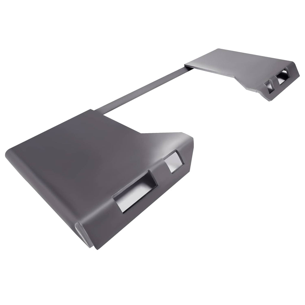 Dark metal attachment adapter plate with raised lip and rectangular slot openings