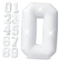 White inflatable number 0 decoration, tall freestanding marquee style