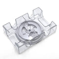 Clear revolving dual-deck card holder with central metal axle and side card slots