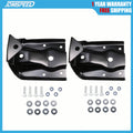 Rear leaf spring hanger shackle brackets with mounting bolts and washers, black steel pair