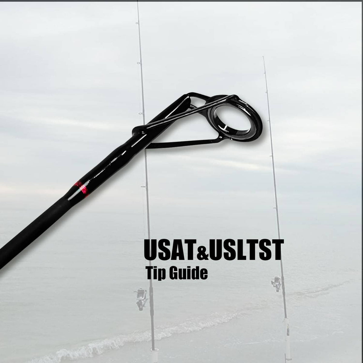 Black surf rod tip with large ceramic line guide ring