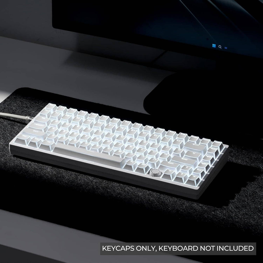 White keycaps only, shine-through style with sculpted Cherry-profile rows