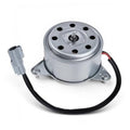 Engine radiator cooling fan motor with metal housing, mounting bracket, and wiring harness