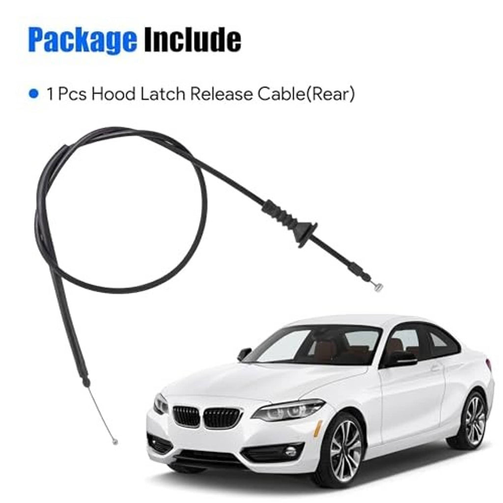Rear hood latch release cable wire included, black cable with metal end hardware