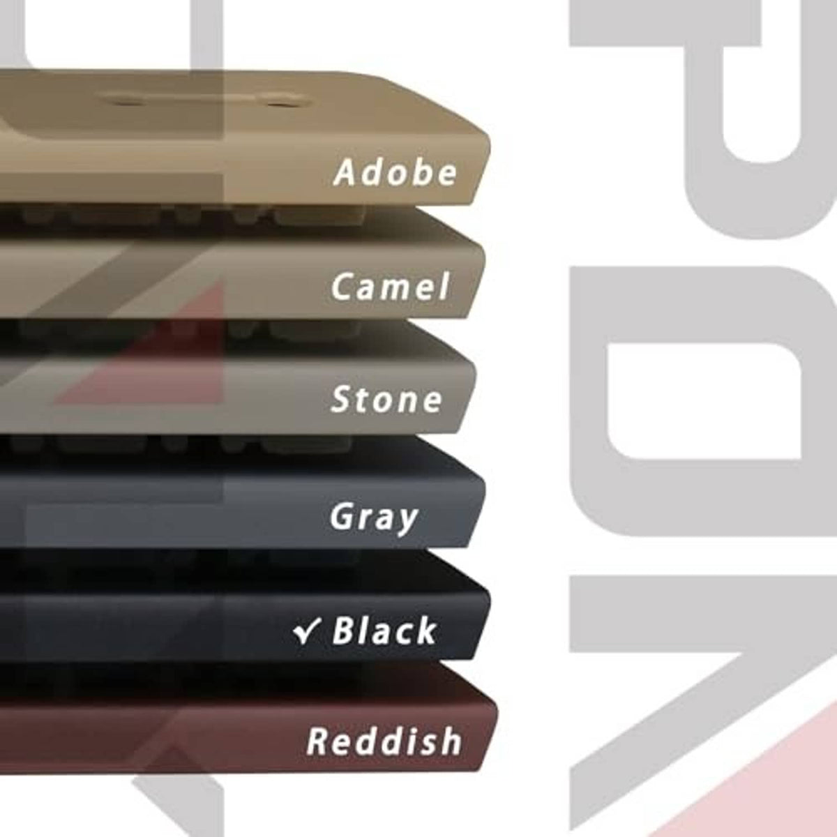 Seat trim panel color options chart, including black and gray shades
