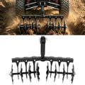 Black receiver disc plow harrow with 8 curved disc blades on a steel frame