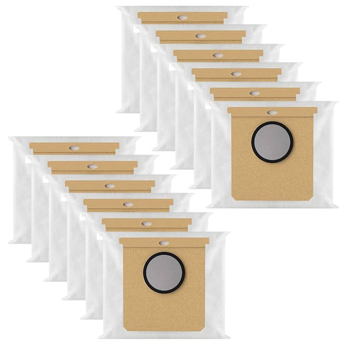Dust collection bags, 12-pack with circular filter ports, brown kraft-style pouches