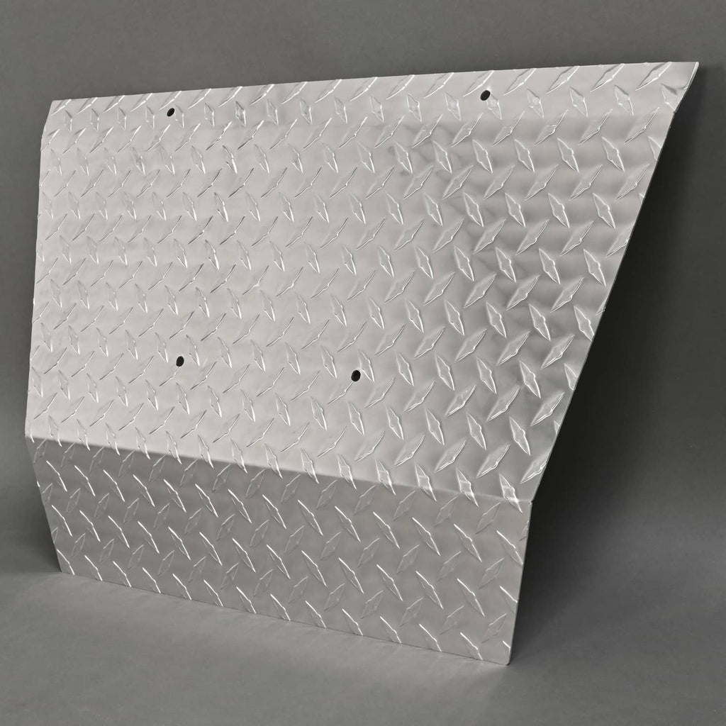 Aluminum diamond plate cover panel, silver with diamond texture and predrilled holes