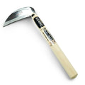 Japanese stainless weeding sickle with light wood handle and curved blade