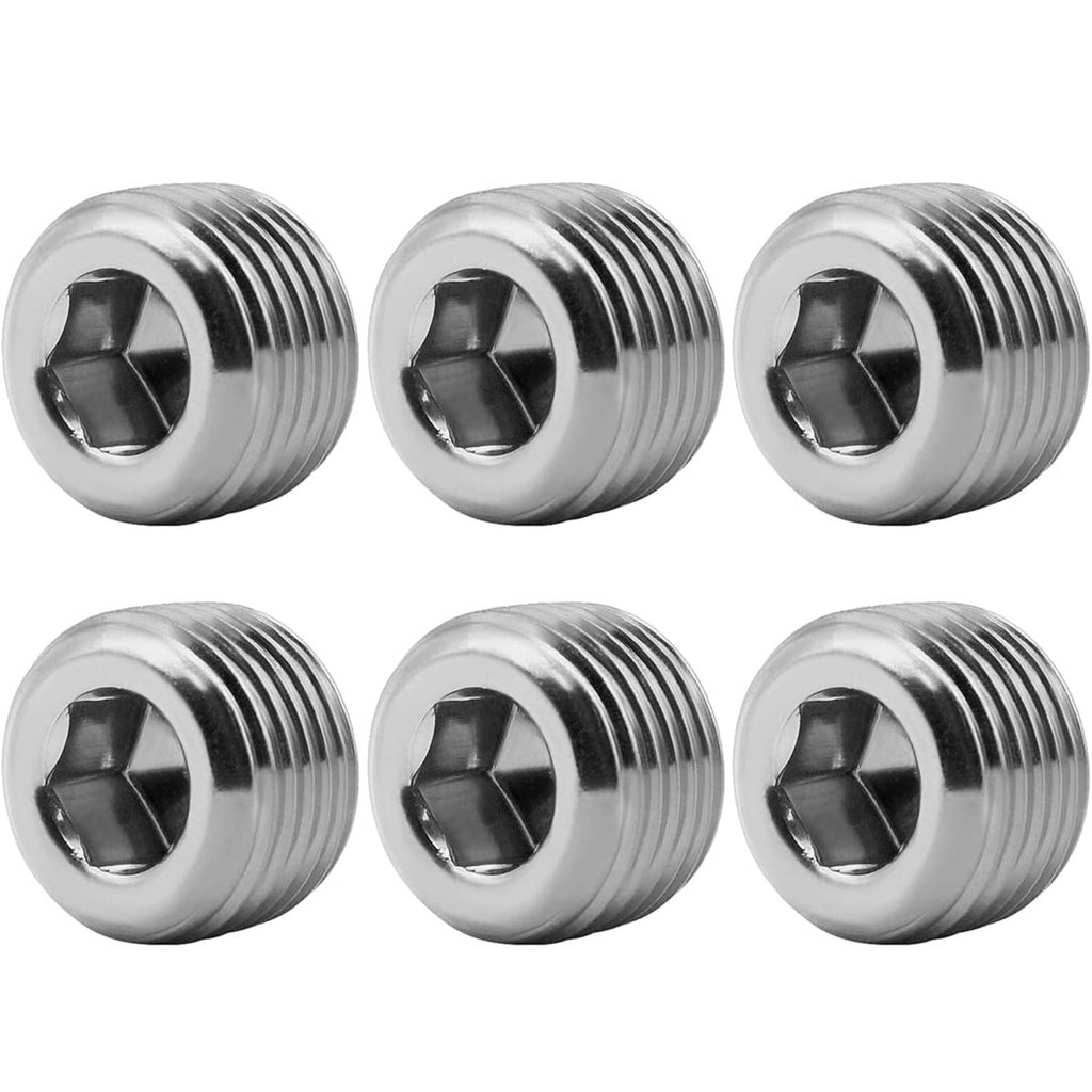Stainless steel NPT pipe plug, male thread, hex socket drive (1/16 in)