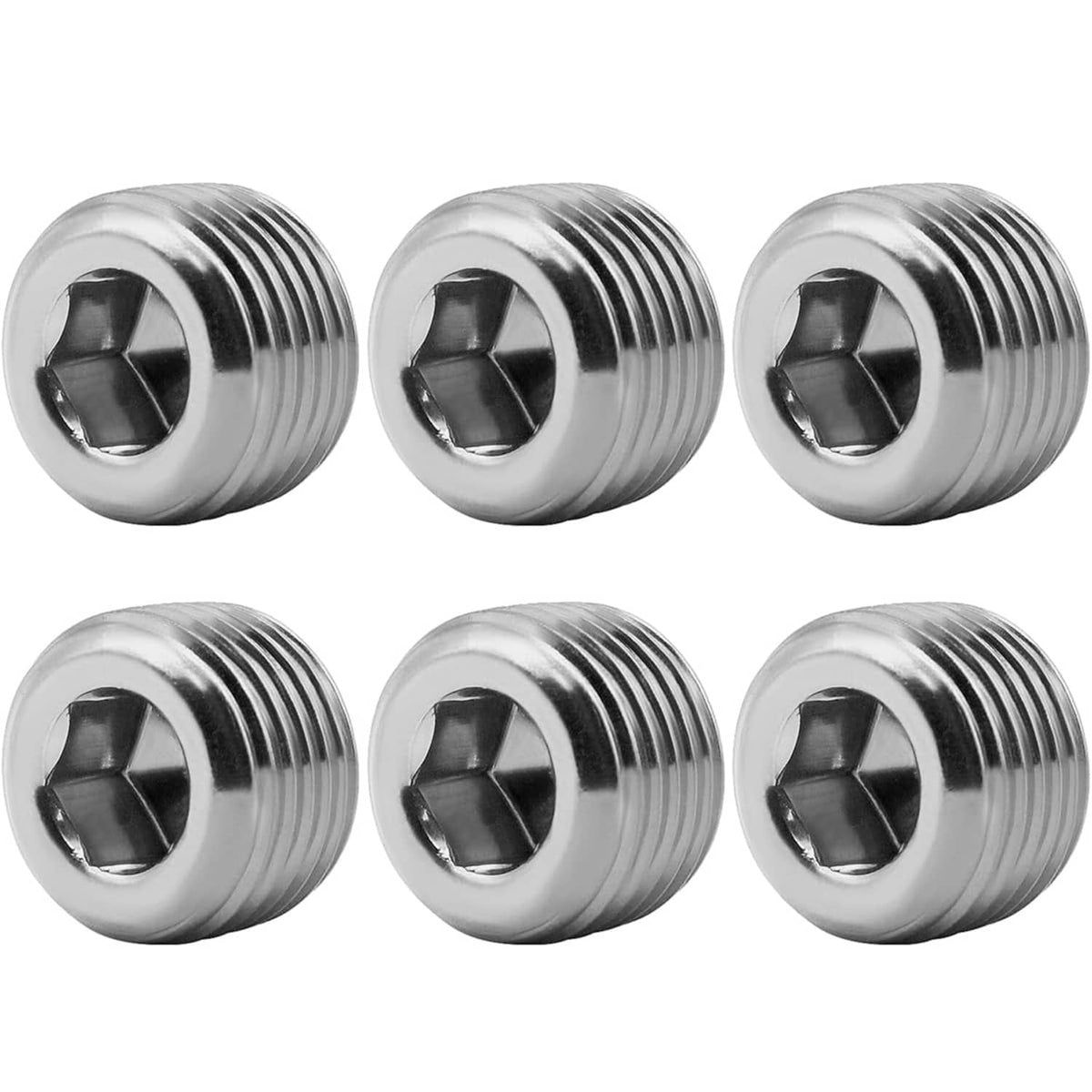 Stainless steel NPT pipe plug, male thread, hex socket drive (1/16 in)