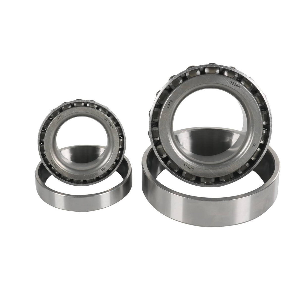 Trailer wheel bearing set: two bearings with black roller cage detail