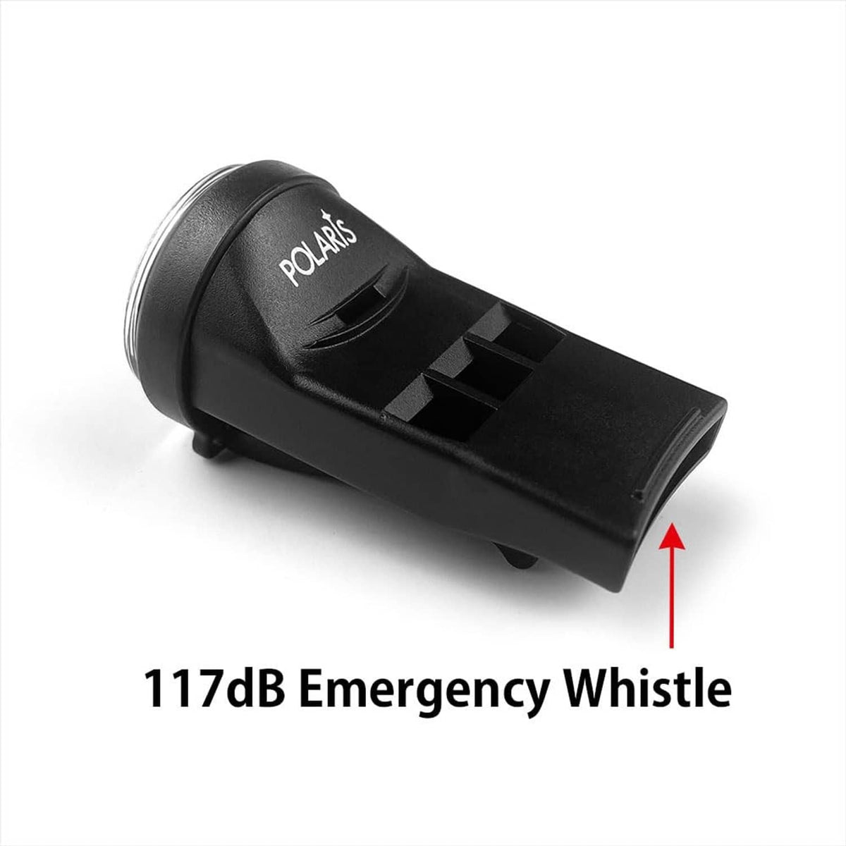 Black micro compass base with integrated clip and emergency whistle