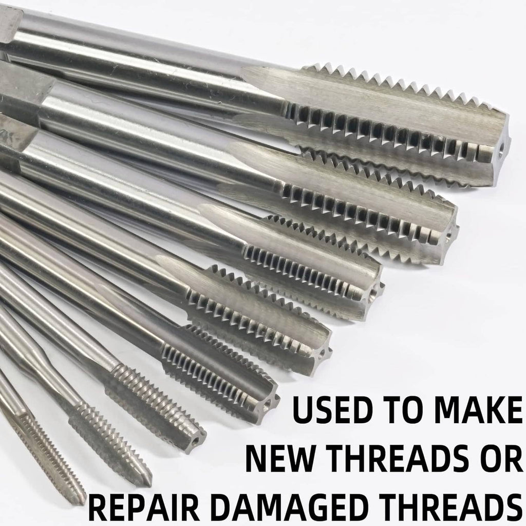 Assorted HSS machine taps with metric threads for making or repairing threads