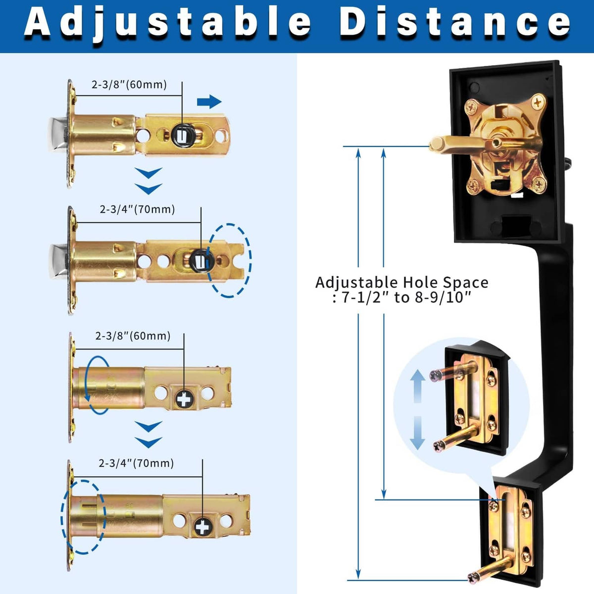 Matte black interior deadbolt lock body with exposed gold cylinder mechanism