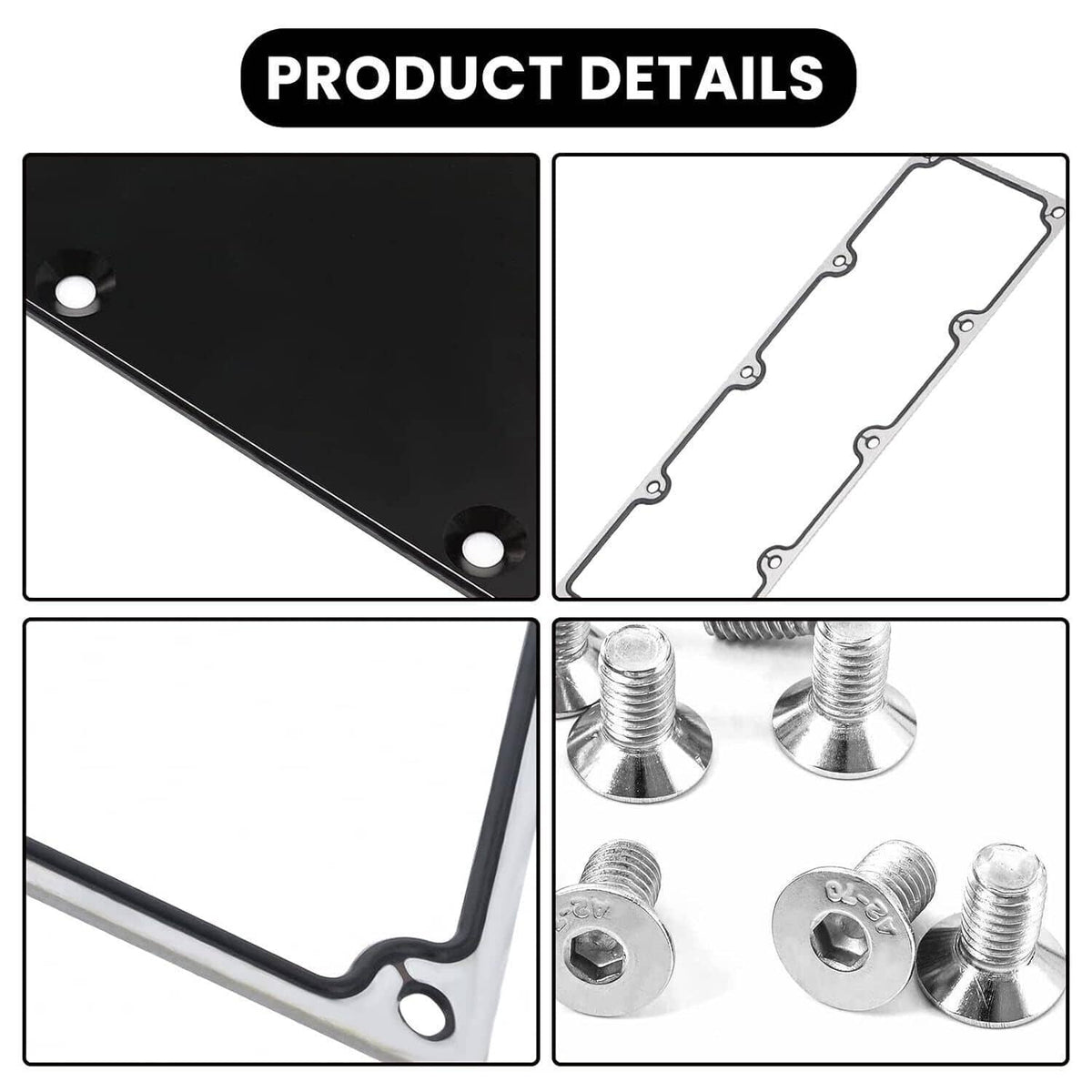 Knock sensor delete plate detail with gasket and included stainless steel bolts