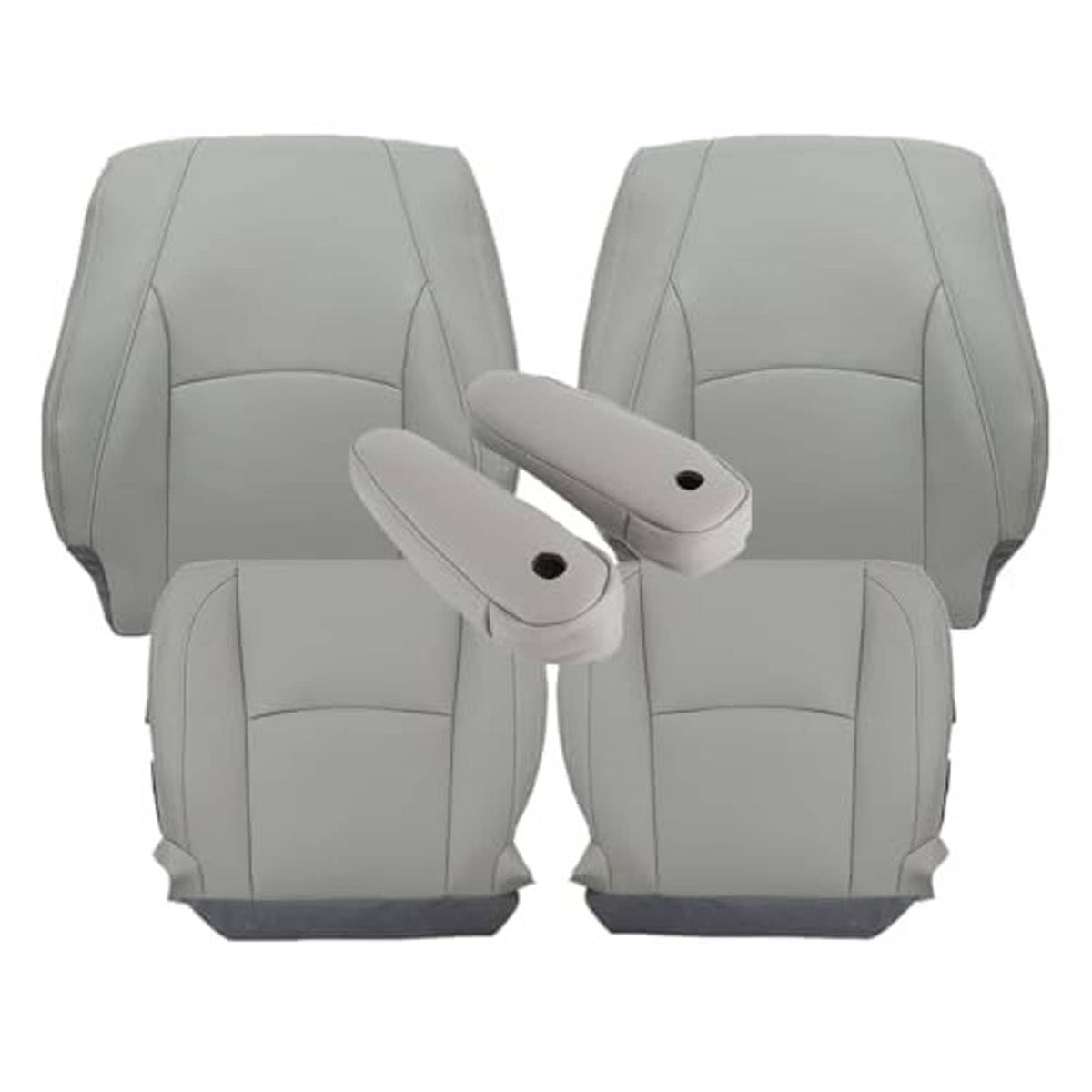 Gray front seat bottom replacement cover set with two center armrest pads