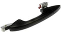 Black rear exterior door handle with latch and mounting bracket, driver side