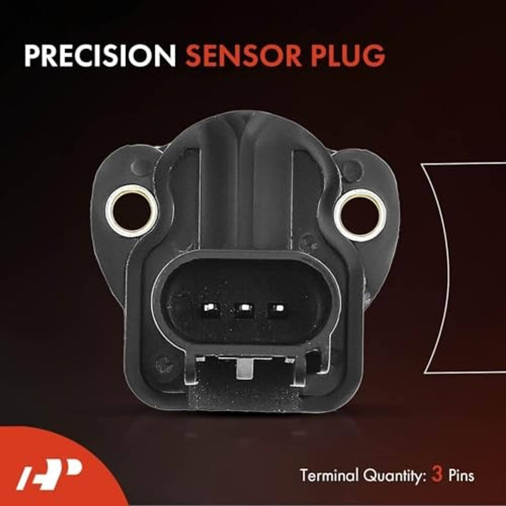 Throttle position sensor TPS front view with 3-pin connector plug in black housing