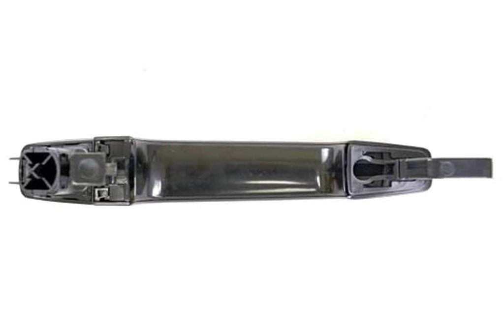 Primed black exterior door handle with internal hardware exposed