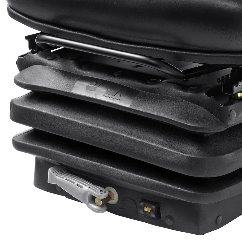 Black seat suspension base with adjustment rails and mounting hardware