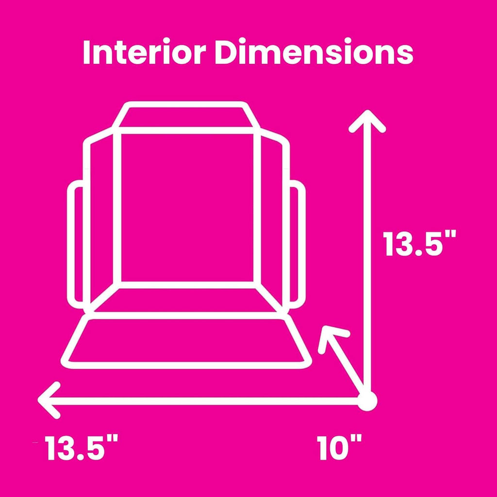Interior dimensions diagram for machine tote: 13.5 in tall and 10 in wide