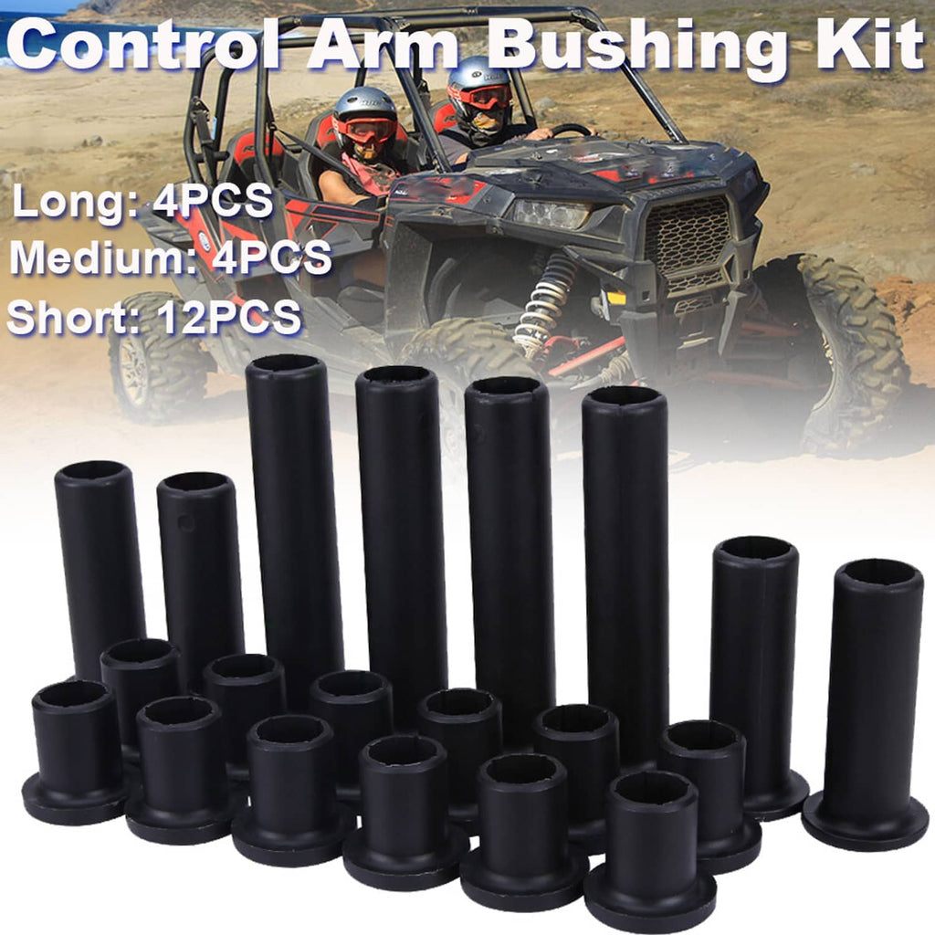 Black A-arm bushing sleeves set, assorted lengths for vehicle suspension control arms