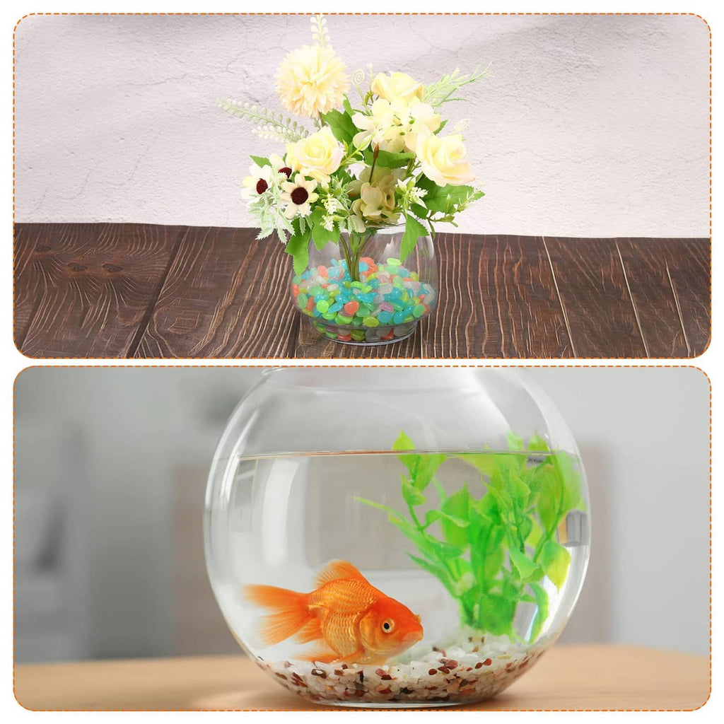 Orange glow rock pebbles used as aquarium decor under light