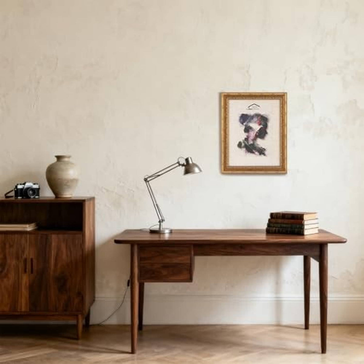 11x14 vintage picture frame holding a printed portrait artwork