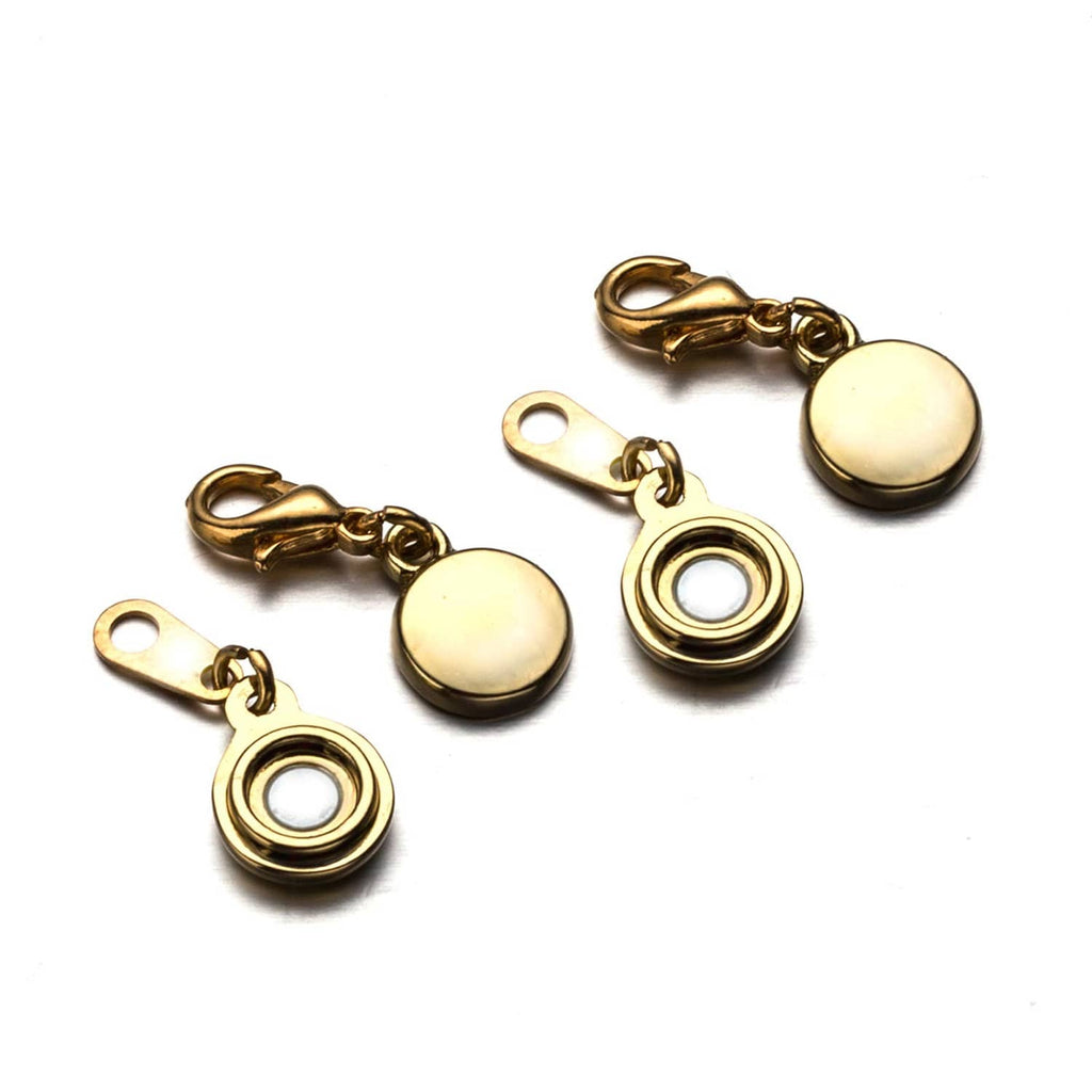Round magnetic clasp connectors with gold-tone chain links and hook closures