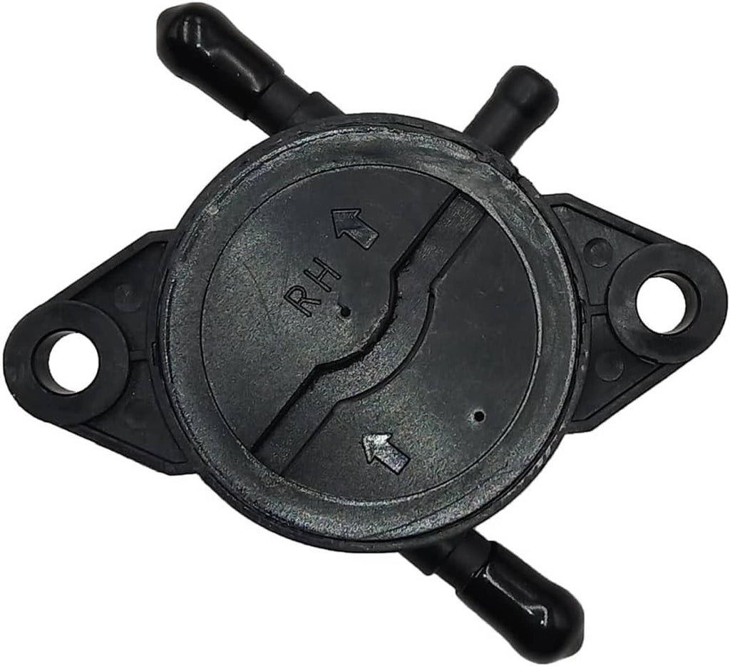 Fuel pump diaphragm cover with arrow markings and two hose ports
