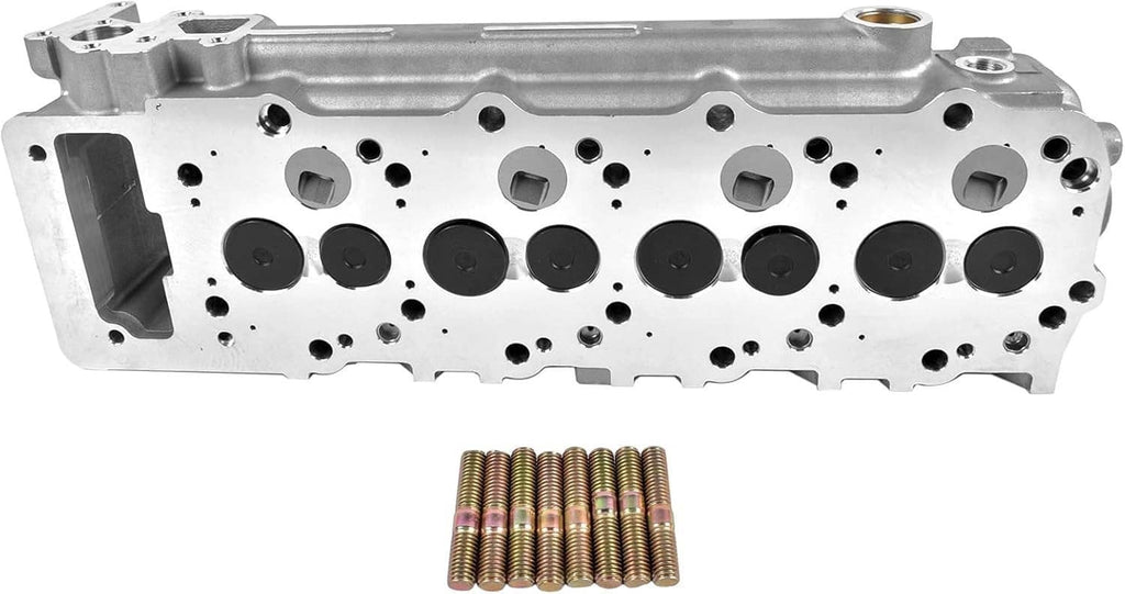 Cylinder head assembly underside with valve seats and threaded stud bundle
