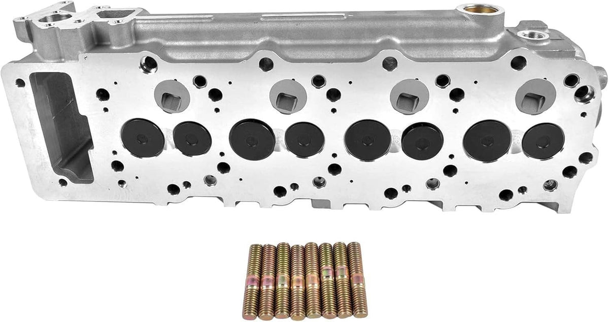 Cylinder head assembly underside with valve seats and threaded stud bundle