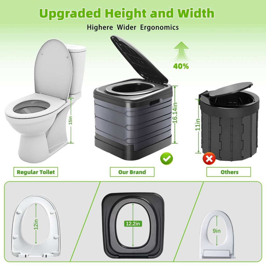 Gray portable toilet base with large round lid
