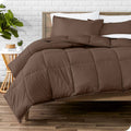 Cocoa brown full comforter with quilted baffles and pillow shams