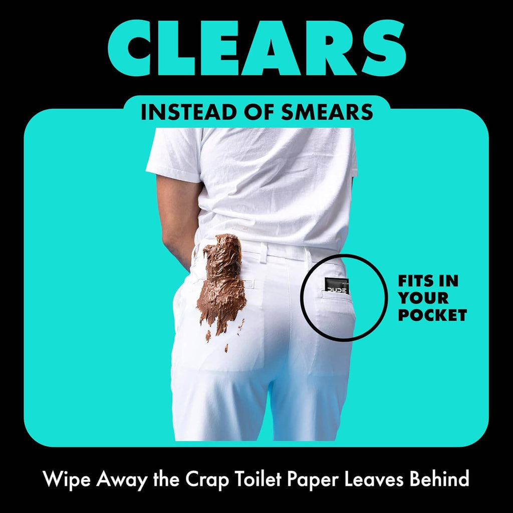 DUDE Wipes Mint Chill flushable wipes graphic labeled “Clears”