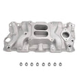 Aluminum dual-plane intake manifold with dual runners and mounting holes