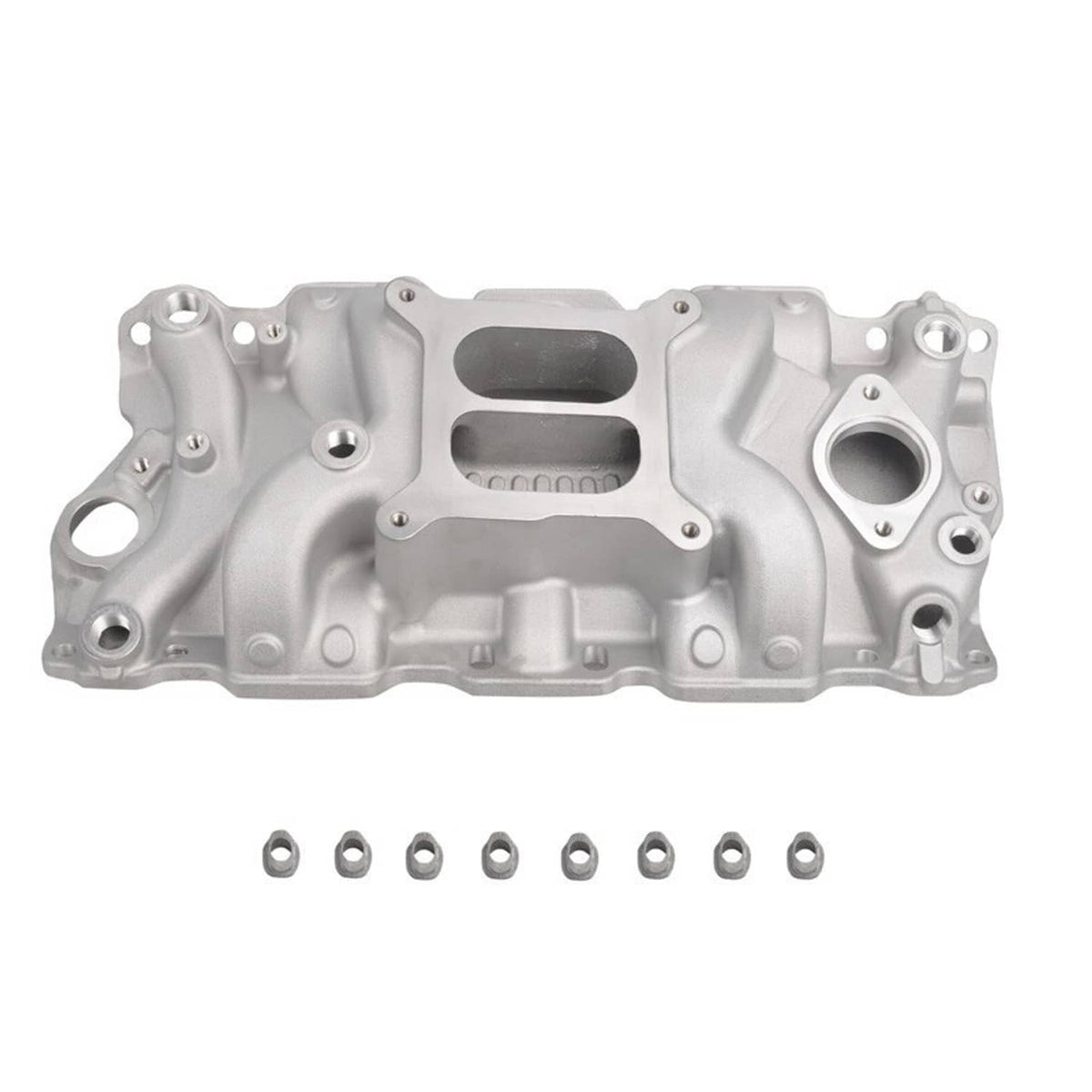Aluminum dual-plane intake manifold with dual runners and mounting holes